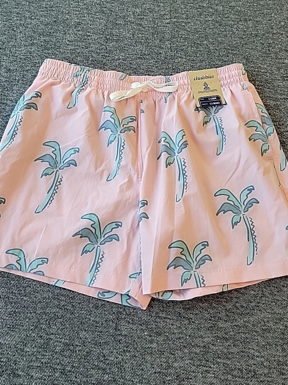 Chubbies Swim Trunks Men's XL Pink Tropical Palm Trees Lined The Lotta Coladas